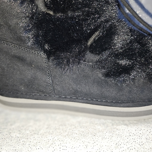 Sun + Stone Womens Remii Tan Faux Suede Fuzzy Winter Snow Boots Shoes NWT Black - Picture 6 of 13